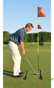 Correctly aligned body and clubface in relation to the target