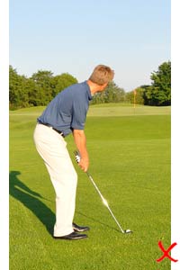 Viewing the target from side on at address Viewing the target from side on at address